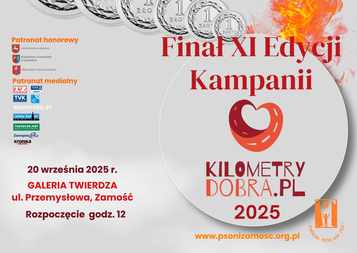 W sobotę 20 września w Galerii Twierdza w Zamościu odbędzie się finał kampanii Kilometry Dobra.