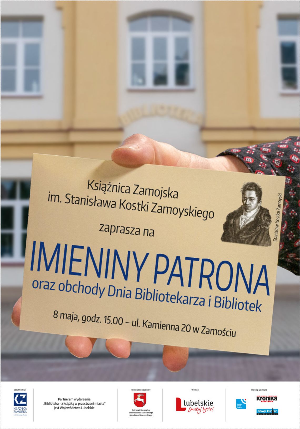 8 maja w placówce Książnicy Zamojskiej przy ul. Kamiennej 20 odbędą się Imieniny Patrona, połączone z obchodami Dnia Bibliotekarza i Bibliotek.