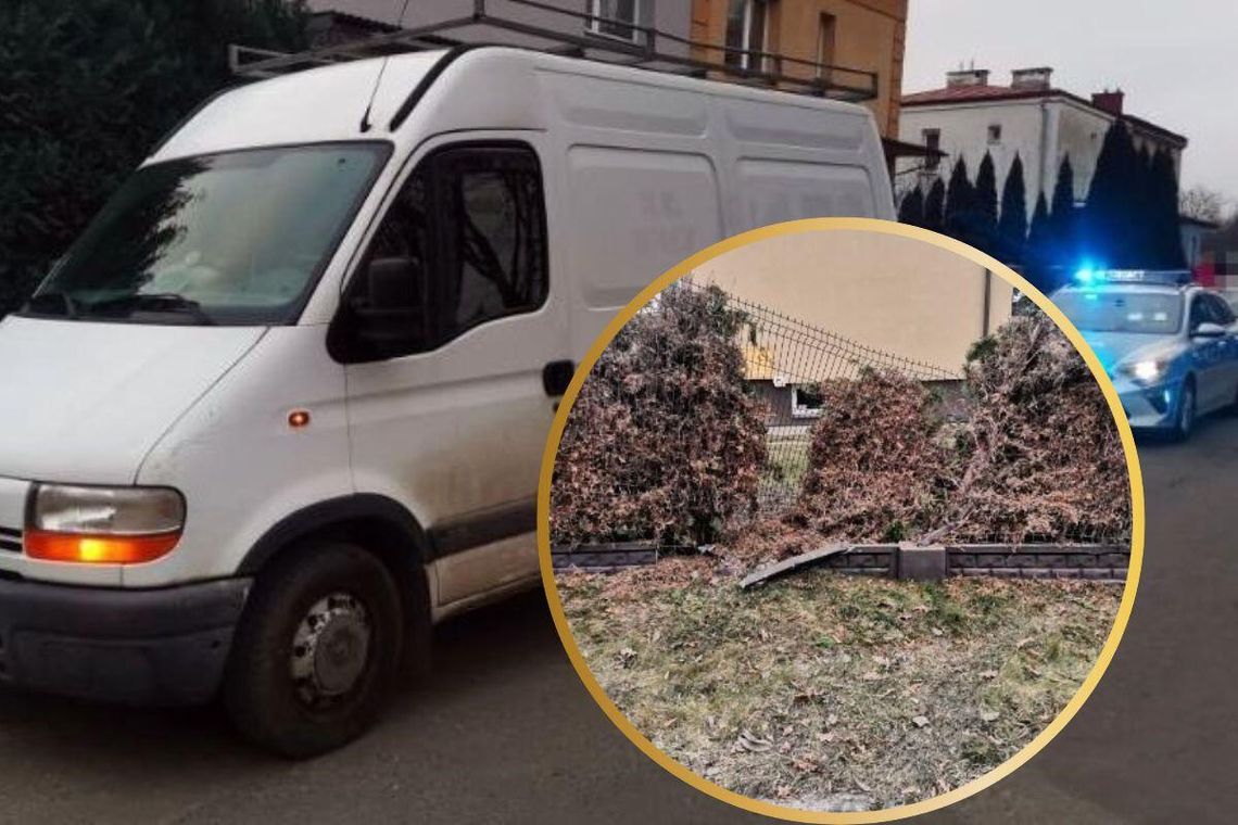 W Zamościu pijany kierowca busa uderzył w ogrodzenie posesji.