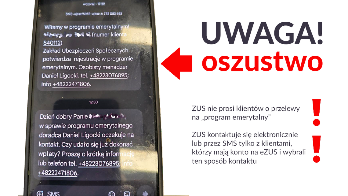 ZUS ostrzega przed oszustami.