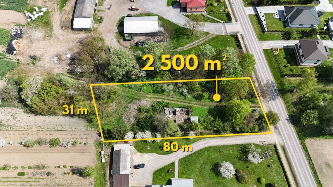 Działka 0,25 ha z mediami–cisza, zieleń, potencjał Działka 0,25 ha z mediami–cisza, zieleń, potencjał