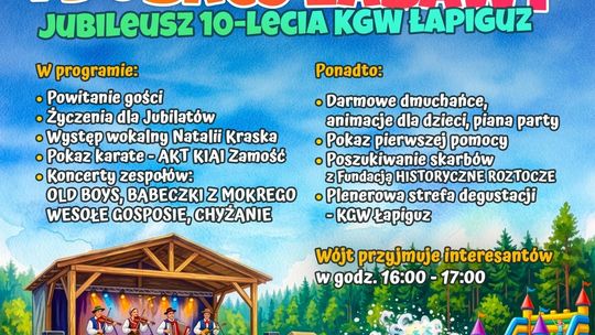 Rodzinne Święto Smaków, Muzyki i Dobrej Zabawy – Jubileusz 10-lecia KGW Łapiguz