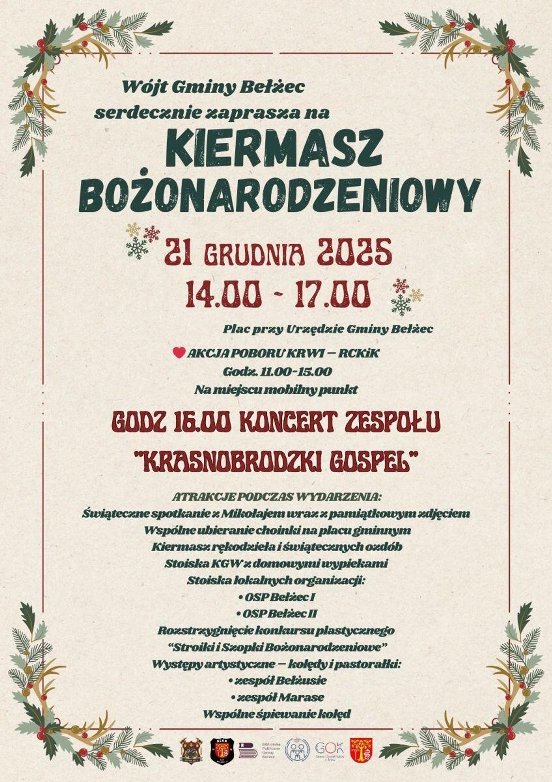 Bełżec: Kiermasz Świąteczny z koncertem Bełżec: Kiermasz Świąteczny z koncertem