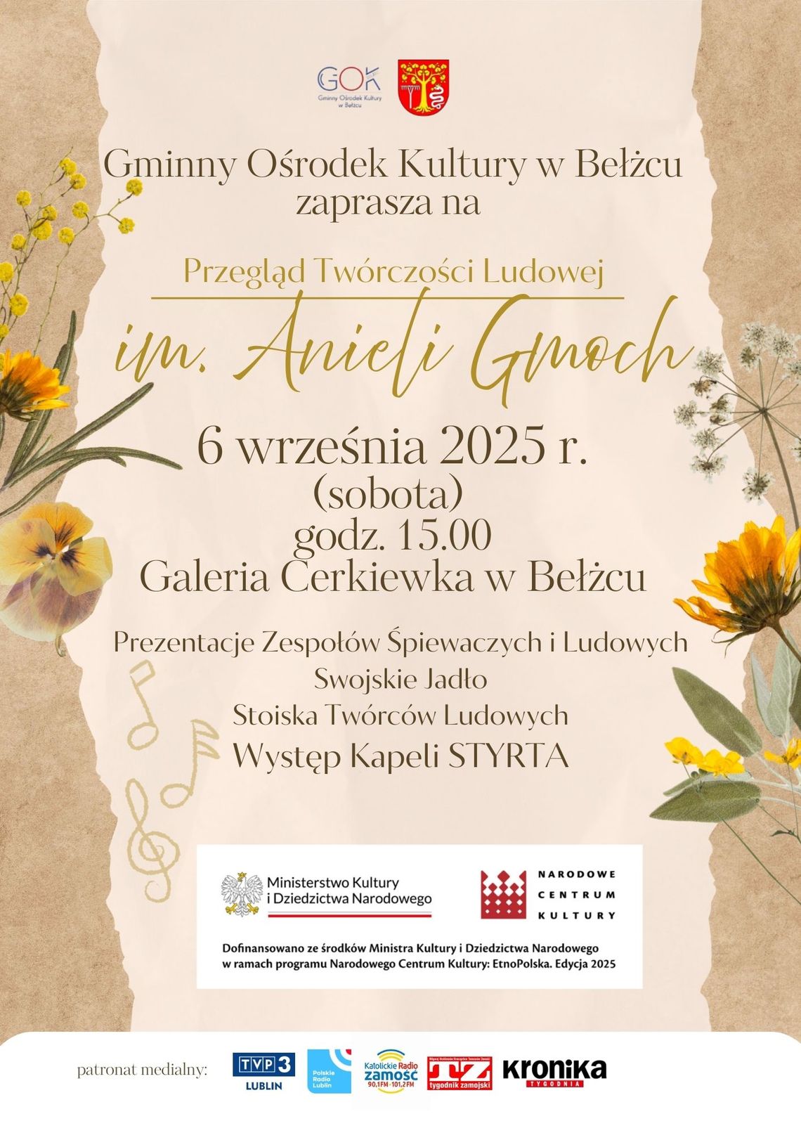 Bełżec: Przegląd Twórczości Ludowej im. Anieli Gmoch Plakat wydarzenia Przegląd Twórczości Ludowej w Bełżcu