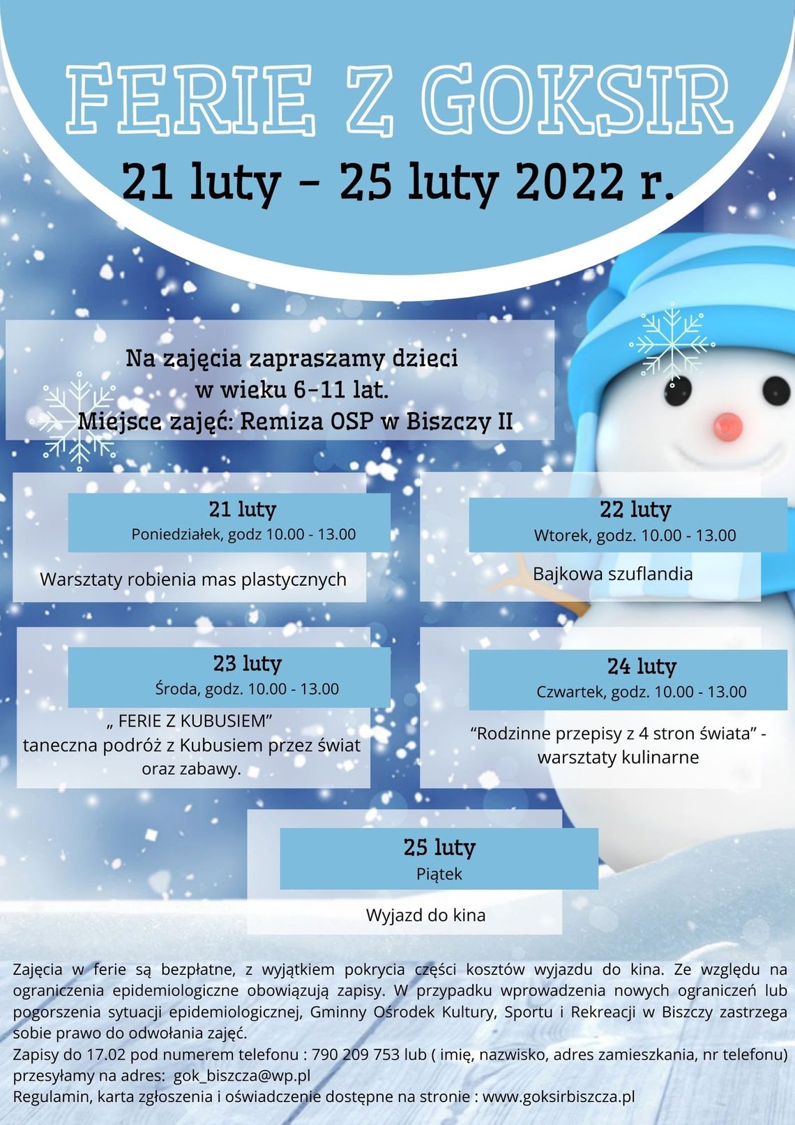 Biszcza: Ferie z GOKSiR