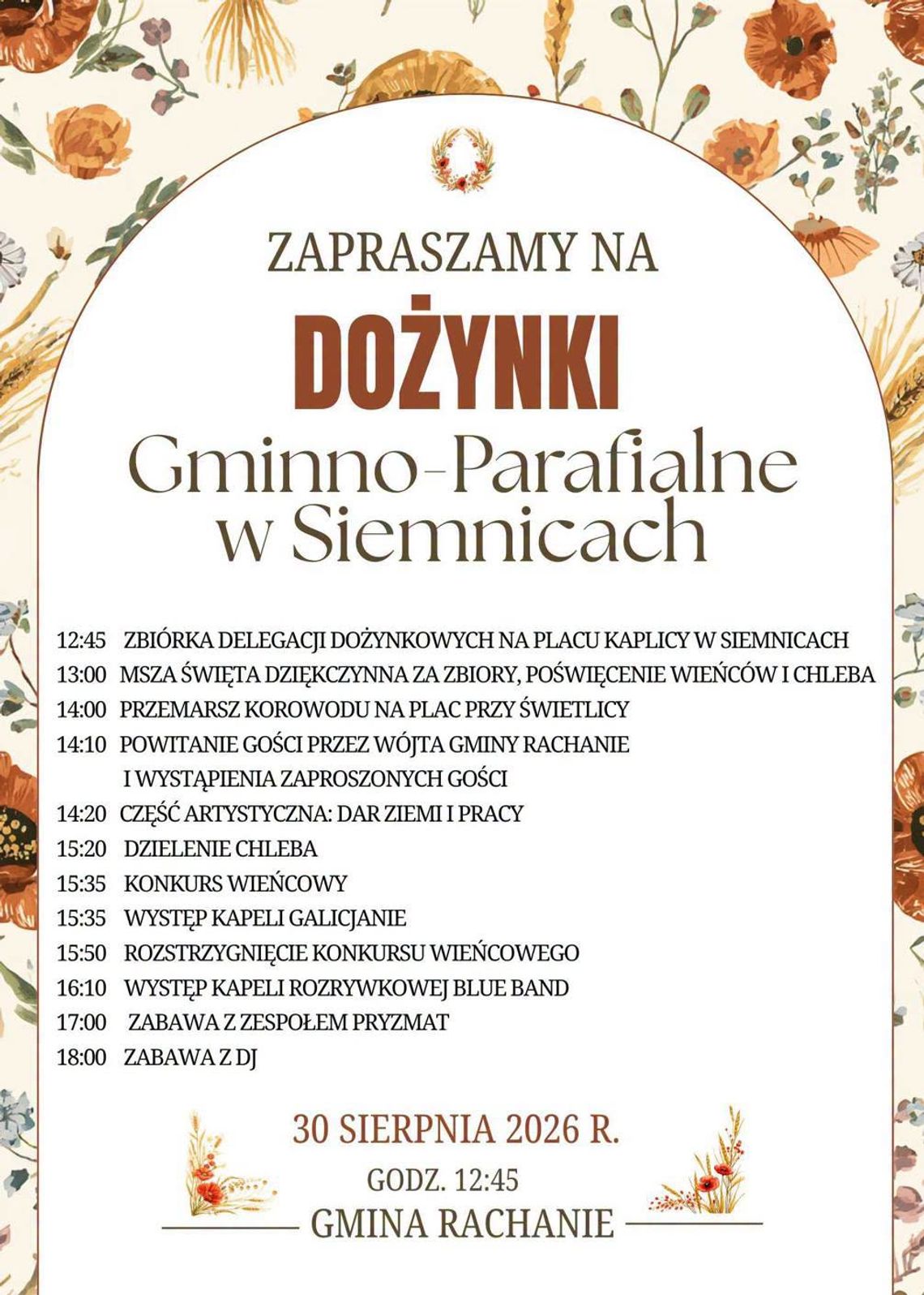 Gm. Rachanie: Dożynki Gminno-Parafialne w Siemnicach Gm. Rachanie: Dożynki Gminno-Parafialne w Siemnicach