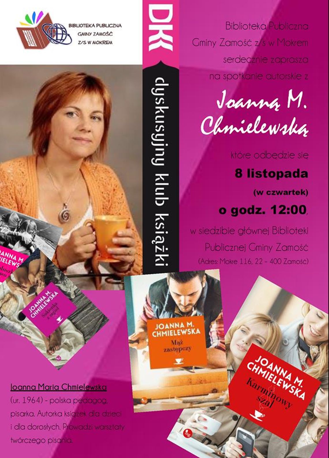 Gm. Zamość: Oko w oko z pisarką. Spotkanie w bibliotece