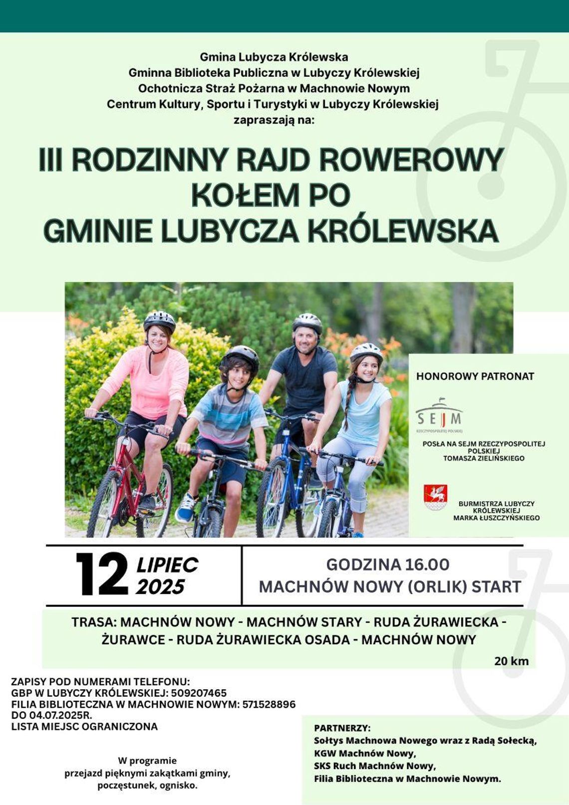 III Rodzinny Rajd Rowerowy Kołem po gminie Lubycza Królewska