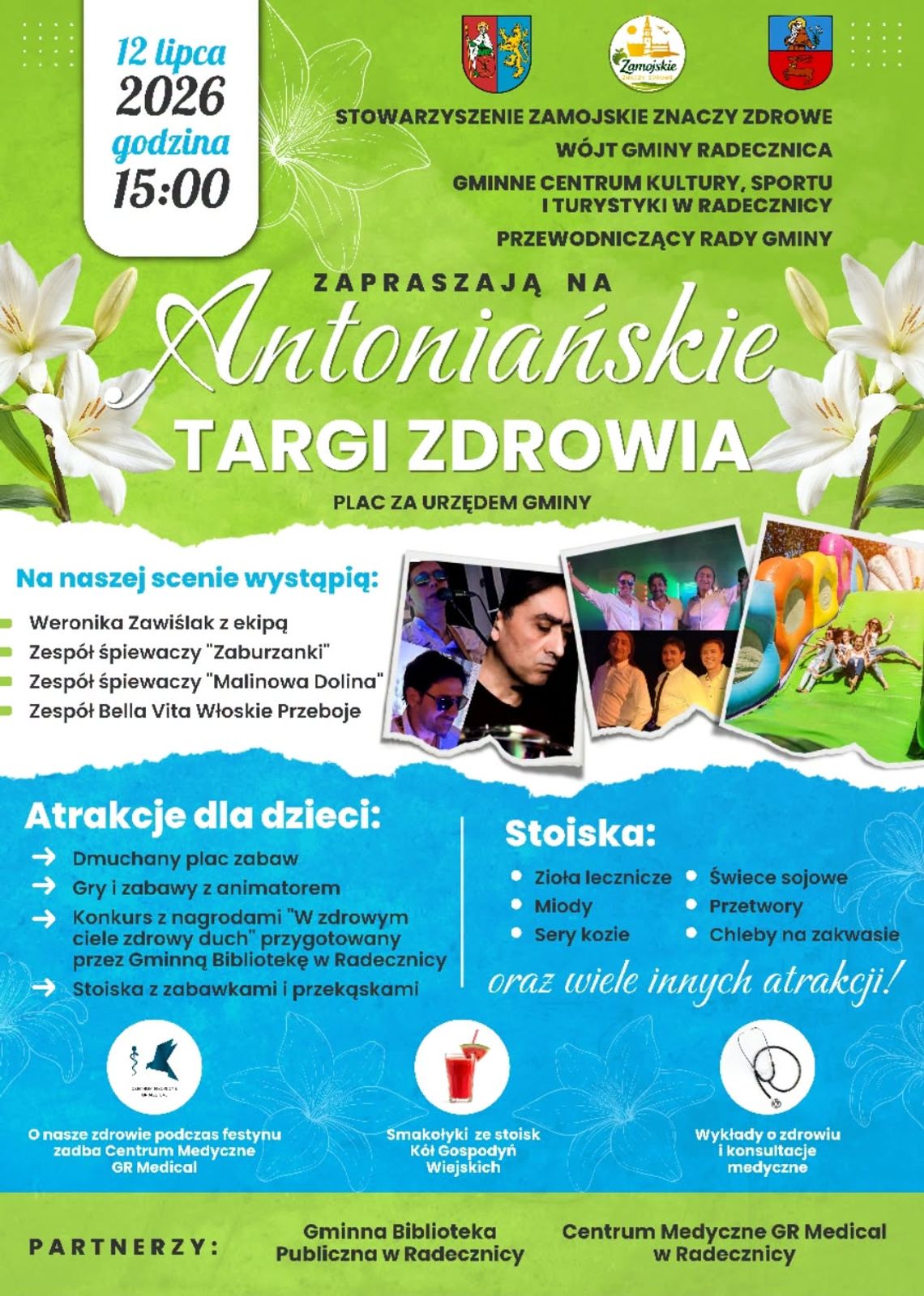 Radecznica: Antoniańskie Targi Zdrowia Plakat wydarzenia Antoniańskie Targi Zdrowia w Radecznicy 12 lipca 2026 o godzinie 15:00