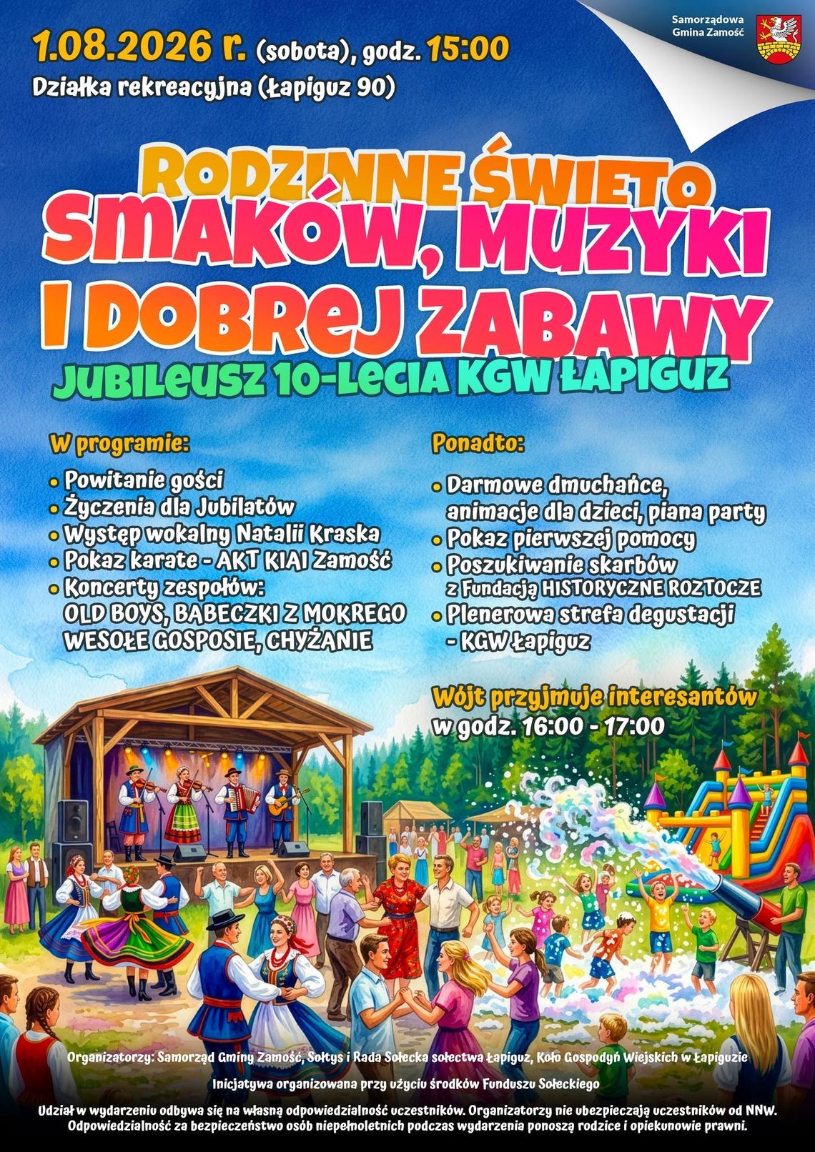 Rodzinne Święto Smaków, Muzyki i Dobrej Zabawy – Jubileusz 10-lecia KGW Łapiguz Rodzinne Święto Smaków, Muzyki i Dobrej Zabawy – Jubileusz 10-lecia KGW Łapiguz