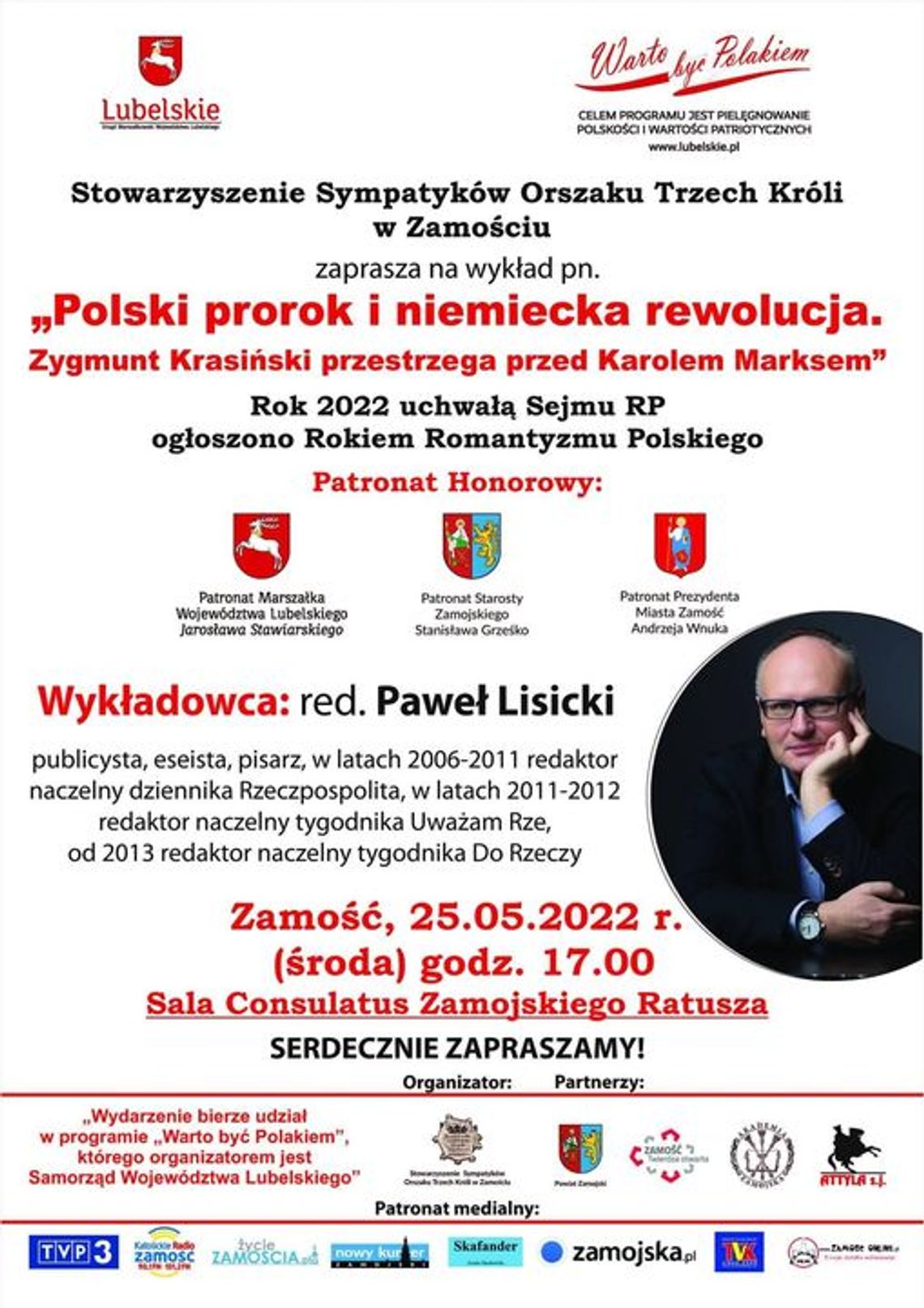 Zamość: Wykład "Polski prorok i niemiecka rewolucja. Zygmunt Krasiński przestrzega przed Karolem Marksem"