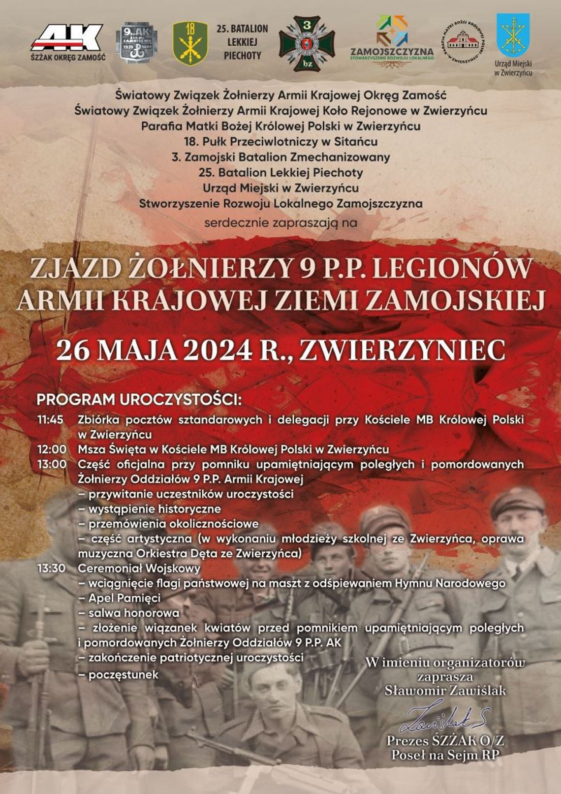 Zwierzyniec: Zjazd Żołnierzy 9 P.P. Legionów Armii Krajowej Ziemi Zamojskiej