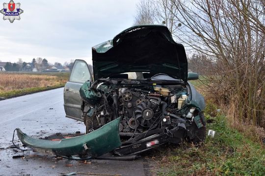 20-latek z gm. Werbkowice w Cześnikach stracił panowanie nad audi i uderzył w drzewo [ZDJĘCIA]