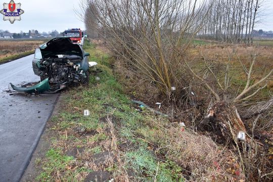 20-latek z gm. Werbkowice w Cześnikach stracił panowanie nad audi i uderzył w drzewo [ZDJĘCIA]