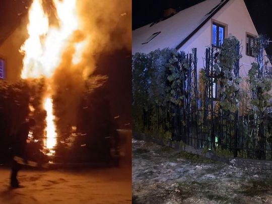 Mokrelipie: Od fajerwerków zapaliły się tuje przy domu!  [ZDJĘCIA]